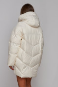 Оптом Зимняя женская куртка модная с капюшоном бежевого цвета 52310B в Казани, фото 23