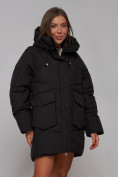 Оптом Зимняя женская куртка модная с капюшоном черного цвета 52310Ch в Екатеринбурге, фото 10