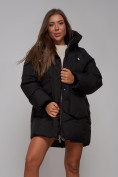 Оптом Зимняя женская куртка модная с капюшоном черного цвета 52310Ch в Казани, фото 18