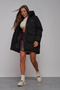 Оптом Зимняя женская куртка модная с капюшоном черного цвета 52310Ch в Казани, фото 19
