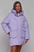 Оптом Зимняя женская куртка модная с капюшоном фиолетового цвета 52310F в Екатеринбурге, фото 10