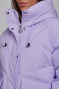 Оптом Зимняя женская куртка модная с капюшоном фиолетового цвета 52310F в Казани, фото 15