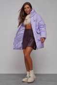 Оптом Зимняя женская куртка модная с капюшоном фиолетового цвета 52310F в Екатеринбурге, фото 17
