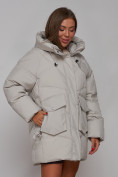 Оптом Зимняя женская куртка модная с капюшоном светло-серого цвета 52310SS в Екатеринбурге, фото 10