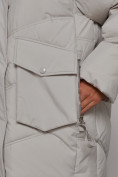 Оптом Зимняя женская куртка модная с капюшоном светло-серого цвета 52310SS в Казани, фото 11