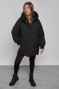 Оптом Зимняя женская куртка модная с капюшоном черного цвета 52311Ch в Екатеринбурге, фото 10