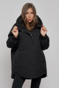 Оптом Зимняя женская куртка модная с капюшоном черного цвета 52311Ch в Казани, фото 13