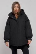 Оптом Зимняя женская куртка модная с капюшоном черного цвета 52311Ch в Казани, фото 5
