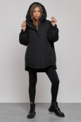 Оптом Зимняя женская куртка модная с капюшоном черного цвета 52311Ch в Казани, фото 7
