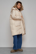 Оптом Пальто утепленное молодежное зимнее женское бежевого цвета 52321B в Калининграде, фото 18