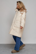 Оптом Пальто утепленное молодежное зимнее женское бежевого цвета 52321B в Казани, фото 3