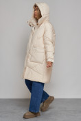 Оптом Пальто утепленное молодежное зимнее женское бежевого цвета 52321B, фото 8