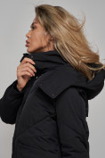 Оптом Пальто утепленное молодежное зимнее женское черного цвета 52321Ch в Уфе, фото 16