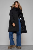 Оптом Пальто утепленное молодежное зимнее женское черного цвета 52321Ch в Калининграде, фото 20