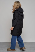 Оптом Пальто утепленное молодежное зимнее женское черного цвета 52321Ch в Оренбурге, фото 24