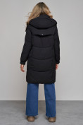 Оптом Пальто утепленное молодежное зимнее женское черного цвета 52321Ch в Перми, фото 4