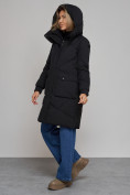 Оптом Пальто утепленное молодежное зимнее женское черного цвета 52321Ch, фото 7