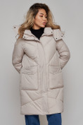 Оптом Пальто утепленное молодежное зимнее женское светло-серого цвета 52321SS в Омске, фото 11
