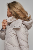 Оптом Пальто утепленное молодежное зимнее женское светло-серого цвета 52321SS, фото 16