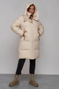 Оптом Пальто утепленное молодежное зимнее женское бежевого цвета 52322B в Омске, фото 7