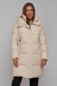 Оптом Пальто утепленное молодежное зимнее женское бежевого цвета 52322B, фото 9