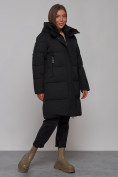 Оптом Пальто утепленное молодежное зимнее женское черного цвета 52322Ch в Саратове, фото 3
