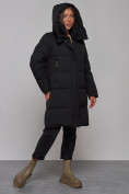 Оптом Пальто утепленное молодежное зимнее женское черного цвета 52322Ch в Санкт-Петербурге, фото 6