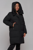 Оптом Пальто утепленное молодежное зимнее женское черного цвета 52322Ch, фото 8
