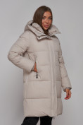 Оптом Пальто утепленное молодежное зимнее женское светло-серого цвета 52322SS, фото 10