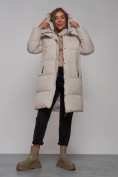 Оптом Пальто утепленное молодежное зимнее женское светло-серого цвета 52322SS в Сочи, фото 15