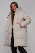 Оптом Пальто утепленное молодежное зимнее женское светло-серого цвета 52322SS в Сочи, фото 17