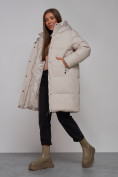 Оптом Пальто утепленное молодежное зимнее женское светло-серого цвета 52322SS в Перми, фото 20