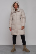 Оптом Пальто утепленное молодежное зимнее женское светло-серого цвета 52322SS в Омске, фото 5