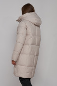 Оптом Пальто утепленное молодежное зимнее женское светло-серого цвета 52322SS в Новосибирске, фото 7