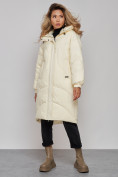 Оптом Пальто утепленное молодежное зимнее женское бежевого цвета 52323B, фото 3