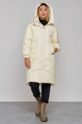 Оптом Пальто утепленное молодежное зимнее женское бежевого цвета 52323B в Челябинске, фото 6