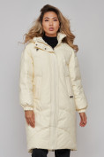 Оптом Пальто утепленное молодежное зимнее женское бежевого цвета 52323B в Екатеринбурге, фото 10
