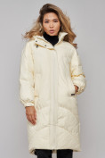 Оптом Пальто утепленное молодежное зимнее женское бежевого цвета 52323B в Челябинске, фото 11