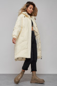 Оптом Пальто утепленное молодежное зимнее женское бежевого цвета 52323B в Баку, фото 18