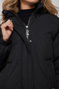 Оптом Пальто утепленное молодежное зимнее женское черного цвета 52323Ch, фото 13