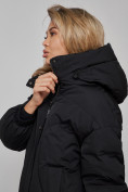 Оптом Пальто утепленное молодежное зимнее женское черного цвета 52323Ch в Казани, фото 14