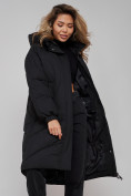 Оптом Пальто утепленное молодежное зимнее женское черного цвета 52323Ch в Уфе, фото 16