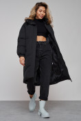 Оптом Пальто утепленное молодежное зимнее женское черного цвета 52323Ch в Омске, фото 18