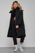 Оптом Пальто утепленное молодежное зимнее женское черного цвета 52323Ch в Саратове, фото 19