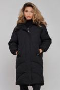 Оптом Пальто утепленное молодежное зимнее женское черного цвета 52323Ch в Омске, фото 5