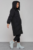 Оптом Пальто утепленное молодежное зимнее женское черного цвета 52323Ch, фото 7
