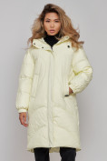 Оптом Пальто утепленное молодежное зимнее женское светло-желтого цвета 52323SJ в Омске, фото 5