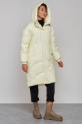 Оптом Пальто утепленное молодежное зимнее женское светло-желтого цвета 52323SJ в Казани, фото 7