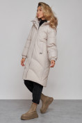 Оптом Пальто утепленное молодежное зимнее женское светло-серого цвета 52323SS в Омске, фото 3
