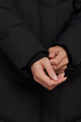 Оптом Пальто утепленное молодежное зимнее женское черного цвета 52325Ch в Сочи, фото 11